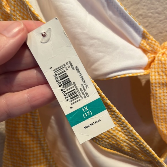 New No Boundaries Juniors' Gingham Tie One Piece Swimsuit 1X XL - Picture 8 of 9